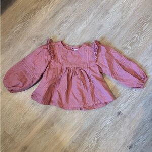 NWT - NEXT Mauve Ruffled Embroidered Girl Long Sleeve Blouse 4yo